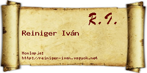 Reiniger Iván névjegykártya